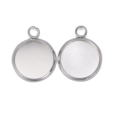 304 Stainless Steel Pendant Cabochon Settings X-STAS-F191-14S-C-1