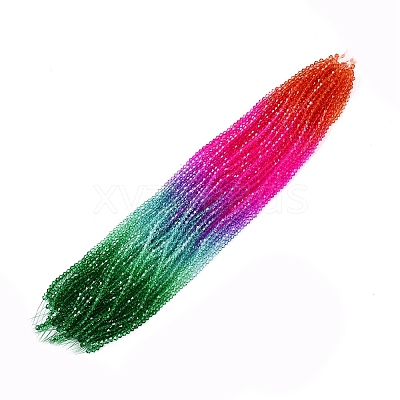 Gradient Color Baking Paint Glass Bead Strands DGLA-A039-T6mm-A011-1