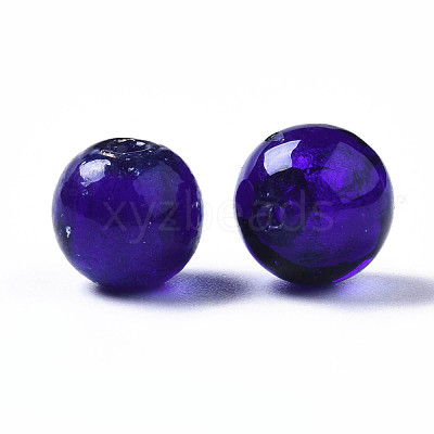 Handmade Silver Foil Glass Beads FOIL-R054-10mm-11-1