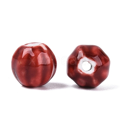 Vintage Porcelain Corrugated Beads PORC-N013-11P-1
