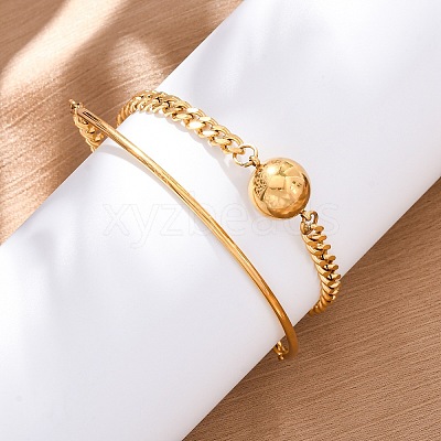 304 Stainless Steel Curb Chain Wrap Bracelets for Women BJEW-A036-12G-1
