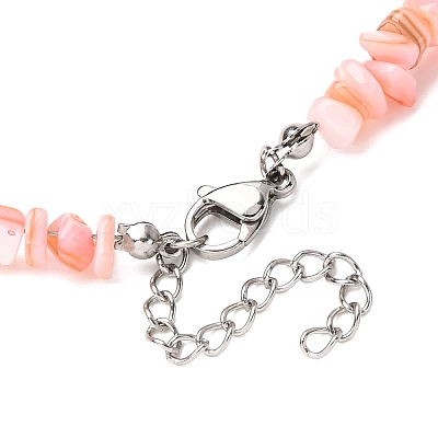 Dyed Natural Freshwater Shell Nuggets Beaded Necklaces NJEW-JN05488-04-1