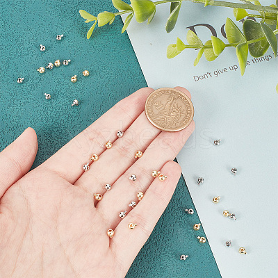 40Pcs 2 Colors Brass Crimp Beads KK-AR0003-14-1