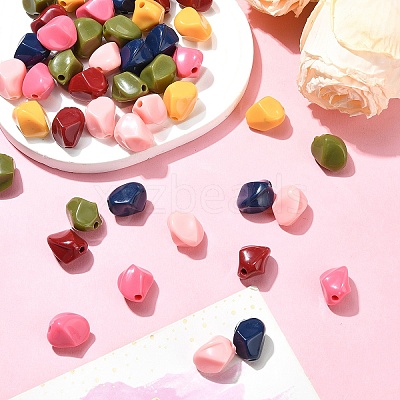 60Pcs 6 Colors Opaque Acrylic Beads MACR-YW0003-17-1