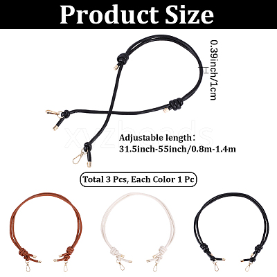 3Pcs 3 Colors PU Leather Adjustable Bag Strap FIND-CL0001-49-1