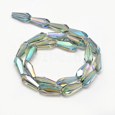 Full Rainbow Plated Faceted Teardrop Glass Bead Strands EGLA-J096-FR05-1