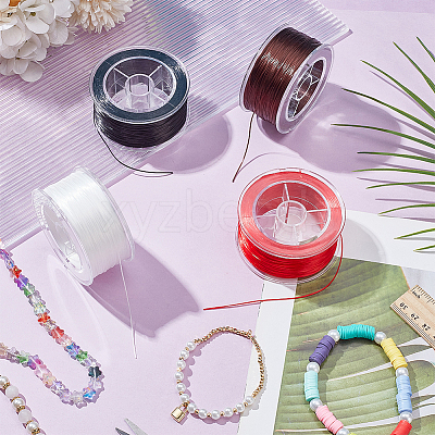 4 Rolls 4 Colors Flat Elastic Crystal String EW-WR0001-01-1