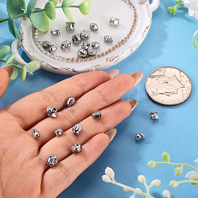24Pcs 12 Styles Hammered 304 Stainless Steel Beads STAS-TA0006-52-1