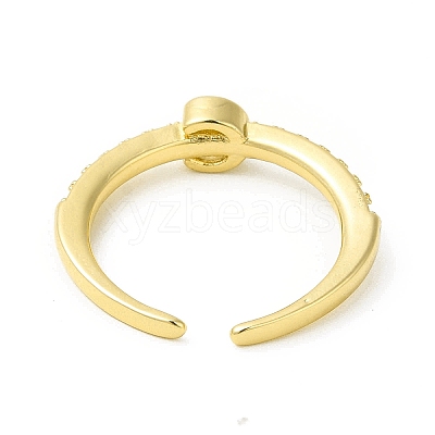 Clear Cubic Zirconia Initial Letter Open Cuff Ring RJEW-H120-09G-C-1