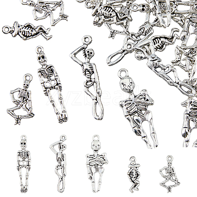 60Pcs 5 Styles Tibetan Style Alloy Pendants FIND-HY0002-80-1