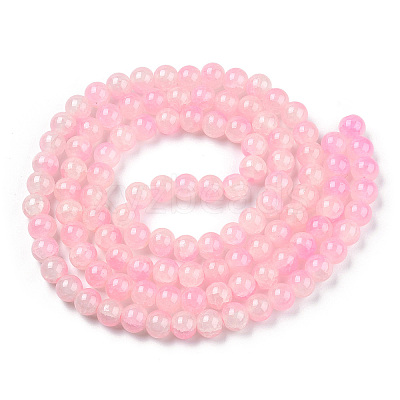 Crackle Baking Paint Imitation Jade Glass Beads Strands DGLA-T003-6mm-01-1
