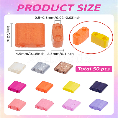66Pcs 11 Colors 2-Hole Baking Paint Glass Seed Beads SEED-LP0001-03-1