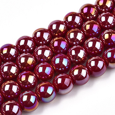 Electroplate Opaque Glass Beads Strands LS-GLAA-T032-P8mm-AB05-1