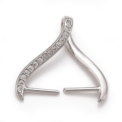Rack Plating Brass Micro Pave Cubic Zirconia Ice Pick Pinch Bails KK-B056-01P-1