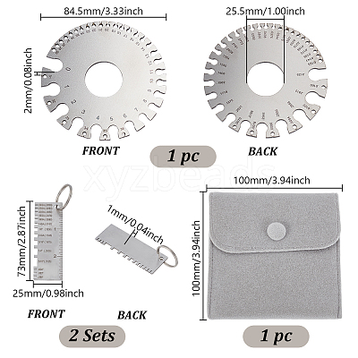 2 Styles Stainless Steel Wire Gauge Measurement Tool Sets DIY-GA0007-71-1