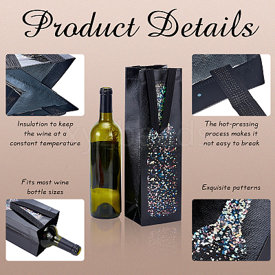 Non-Woven Fabric Wine Bottle Gift Tote Bags ABAG-WH0048-91-1