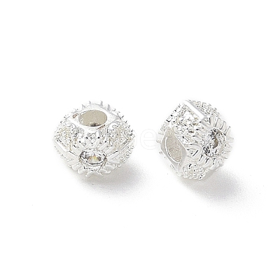 Brass Micro Pave Cubic Zirconia Beads KK-A236-19S-03-1