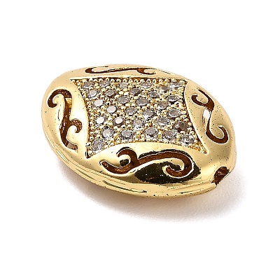 Brass Micro Pave Cubic Zirconia Beads KK-L229-025G-1