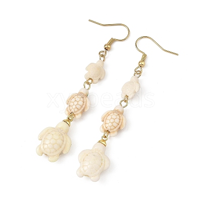 Dyed Tortoise Synthetic Turquoise Dangle Earrings EJEW-JE07362-01-1