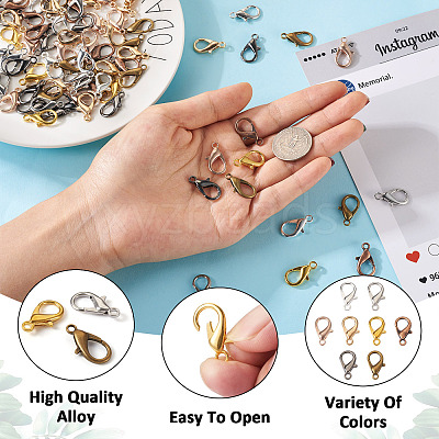 120Pcs 8 Colors Zinc Alloy Lobster Claw Clasps FIND-BT0001-22-1