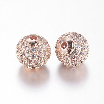 Brass Micro Pave Cubic Zirconia Beads ZIRC-D011-53RG-1