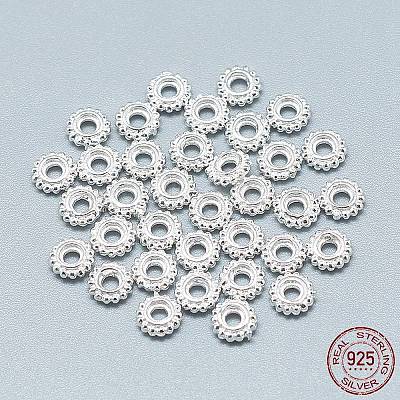 925 Sterling Silver Granulated Spacer Beads STER-T002-73S-1