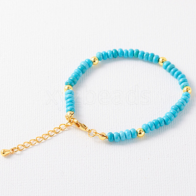 Simple Design Synthetic Turquoise Beaded Bracelets for Women JH7309-14-1