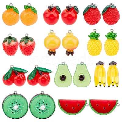 22Pcs 11 Style Resin Pendants RESI-SC0002-27-1