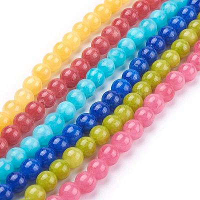 Natural Yellow Jade Beads Strands G-G598-6mm-YXS-1