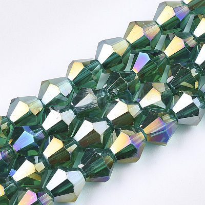 Electroplate Glass Beads Strands X-EGLA-Q118-6mm-B15-1
