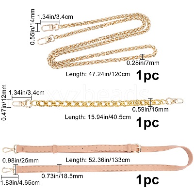 3Pcs 3Styles Bag Strap Chains FIND-GF0001-68-1