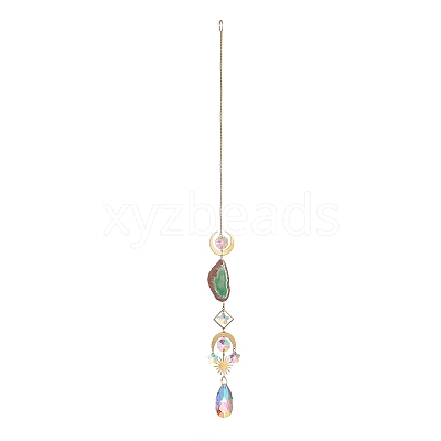 Brass & Crystal Suncatchers HJEW-G018-04B-G-1