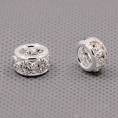 Brass Rhinestone European Beads RB-A050-H5mm-01S-1
