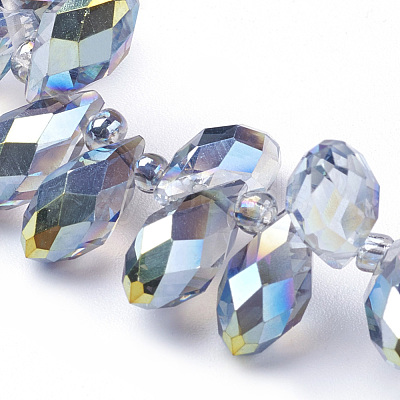 Electroplate Glass Faceted Teardrop Beads Strands X-EGLA-D014-28-1
