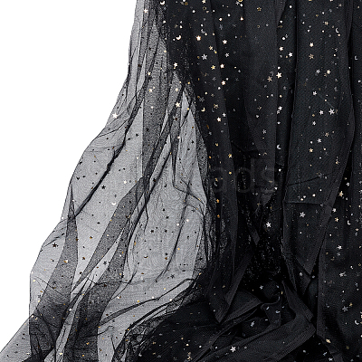 5 Yards Star Moon Polyester Mesh Fabric DIY-WH0899-684A-1