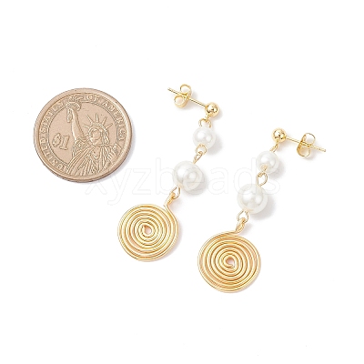 3 Pairs Glass Pearl Dangle Stud Earrings EJEW-JE06543-1