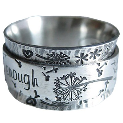 Dandelion with Word Pattern Alloy Finger Rings FS-WG2A4E2-02-1