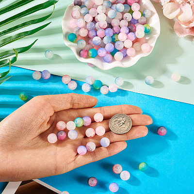 200Pcs 10 Colors Crackle Glass Beads Strands GLAA-TA0003-31A-1