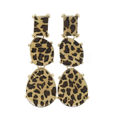 Alloy acrylic Dangle Stud Earrings LS-EJEW-M075-01G-02-1