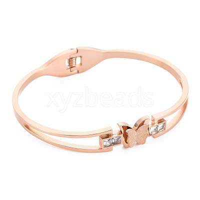 Crystal Rhinestone Butterfly Bangle BJEW-N017-019RG-1