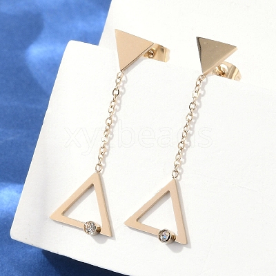 304 Stainless Steel Rhinestone Stud Earrings EJEW-Z089-17G-1