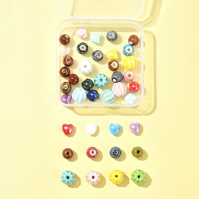 40Pcs Handmade Fancy Antique Glazed Porcelain Beads PORC-FS0001-04-1