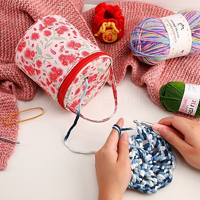 Oxford Zipper Knitting Bucket Bag with Handle PW-WG69279-01-1