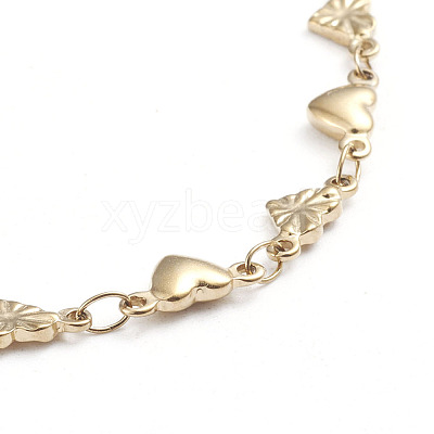 Heart 304 Stainless Steel Link Chain Bracelets BJEW-L673-008-G-1
