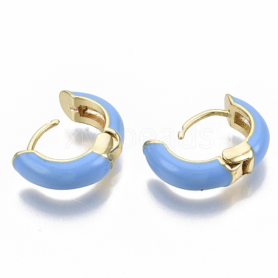 Brass Huggie Hoop Earrings EJEW-S209-01B-1