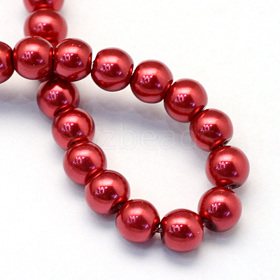 Baking Paint Pearlized Glass Pearl Round Bead Strands X-HY-Q003-10mm-51-1