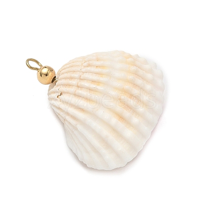 Natural Shell & Round Glass Pendants PALLOY-MZ00912-07-1