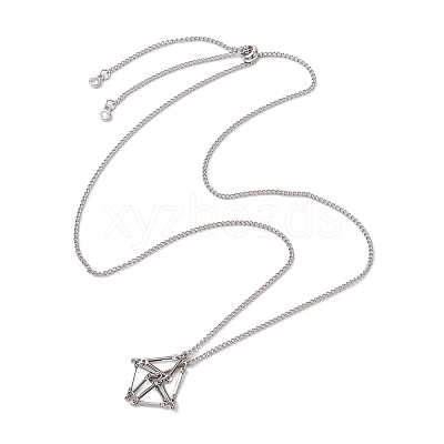 304 Stainless Steel Curb Chain Macrame Pouch Slider Necklace Making NJEW-JN05067-01-1