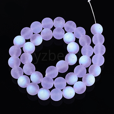 Frosted Transparent Glass Beads Strands GLAA-T032-T10mm-MBB01-1
