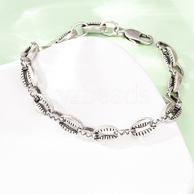 304 Stainless Steel Link Chain Bracelets for Women Men BJEW-C148-06AS-1